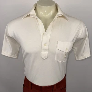 Vintage 70s Robert Bruce Shirt Mens Disco Dazed & Confused MCM Mod Cream Large - Picture 1 of 12