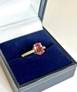 18ct White Gold Pink Morro Redondo Tourmaline & Diamond Ring - Picture 1 of 4