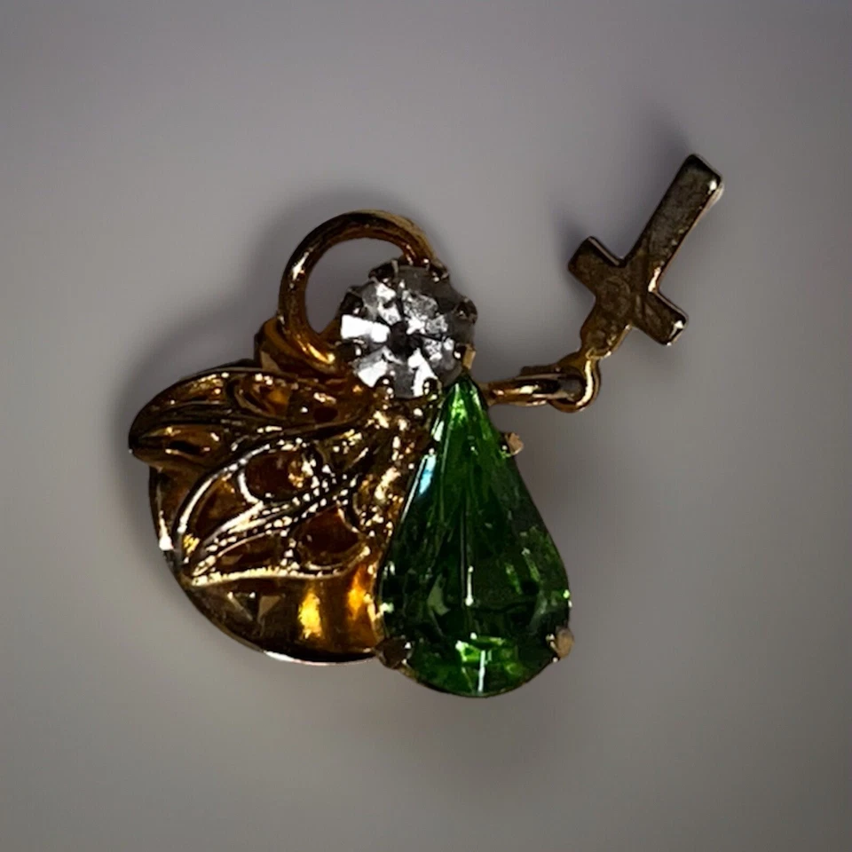 Vintage Heavenly Angel Faux Stone Gold Tone Enamel Lapel Pin (GW19) - Image 1 of 1