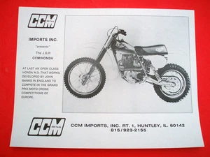 CCM • NOS OEM Clews 1980 Sales Literature Brochure JBR 500 MX Honda John Banks   - Picture 1 of 2