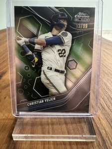 Christian Yelich 2023 Topps rifrattore cromato nero verde #54 13/99 birrai - Foto 1 di 2