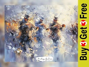 Vibrant Jazz Musician, Oil Painting Print 5"x7" on Matte Paper - Picture 1 of 7
