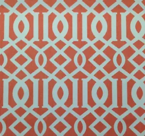 RICHLOOM TRELLIS CORAL FRETWORK GEOMETRIC COTTON FABRIC 2.75 YARDS 54"W - Picture 1 of 5