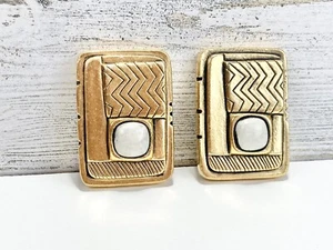 Funky retro vintage modernist geometric clip on earrings by Laurel Burch - Picture 1 of 5