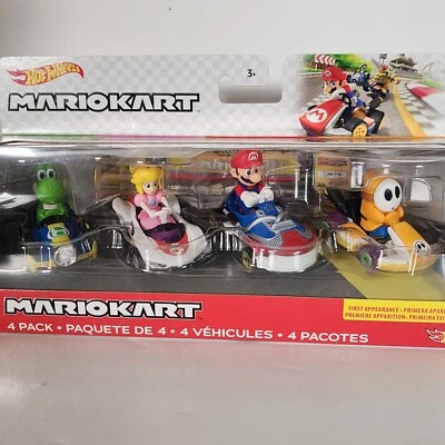 Hot Wheels Mario Kart Vehículo Paquete de 4 Personajes Favoritos de los Fan Foto 1 de 3