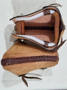 Western Tapaderos Stirrups Rough Out Leather Laced Bull Nose Heavy Duty FREE PP