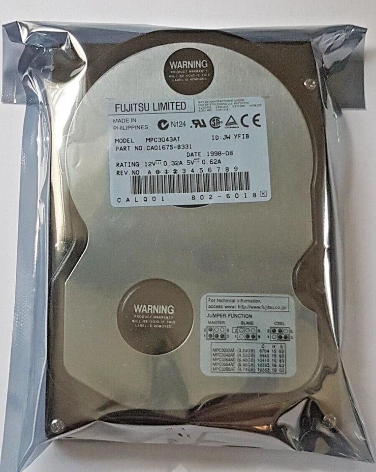 4.3 GB Ide Fujitsu MPC3043AT P-Ata 5400rpm 512KB HDD 3,5 " Internal Hard Disk - Image 1 of 1