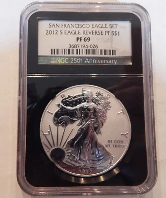 Juego de 2 monedas San Francisco Silver Eagle 2012-S NGC PF69 reverso PF69 Foto 1 de 4
