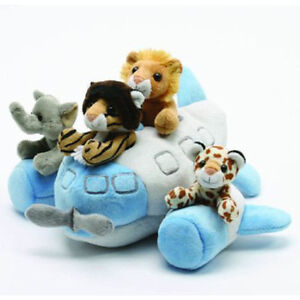 NEW Unipak Designs Toy 12" Airplane House with Stuffed Animals Plush w/ & 7166AP