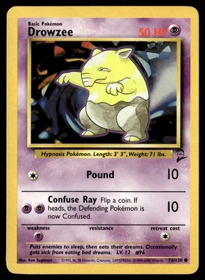 Drowzee Common Base Set 2 073/130 LP Pokémon TCG - Image 1 of 2