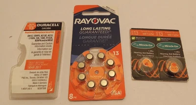 LOTE DE PILAS PARA AUDÍFONOS-RAYOVAC (R5559)-DURACELL (DA13B8) MIRACLE EAR (13ZM) Foto 1 de 4