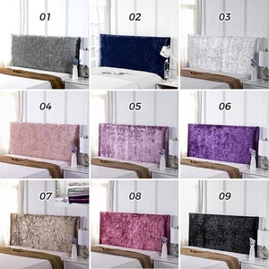 Luxury Elasticated Bed Headboard Cover Crushed Velvet Slip Covers Head Board BE - Picture 1 of 21