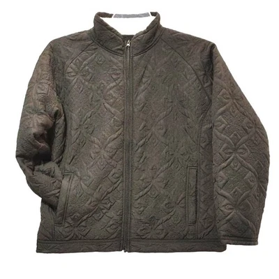 Chaqueta acolchada con cremallera completa Alps cuello falso a prueba de viento forrada de lana negra para mujer grande Foto 1 de 4