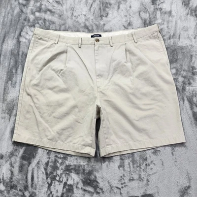 Lands End 短裤男式 48 米色卡其色传统版型平前斜纹布学院风  — 第 1/4 张图片