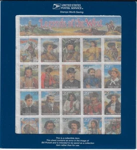 US SCOTT 2870 PANE OF 20 LEGENDS ERROR STAMPS 29 CENT FACE MNH SEALED ENVELOPE - Picture 1 of 1