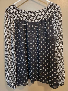 Camicetta donna Ann Taylor Loft manica lunga multicolore nera foderata taglia XL - Foto 1 di 5