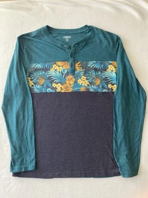 Camisa de carbono para hombre grande azul hawaiano floral estampado tropical Jersey Foto 1 de 4