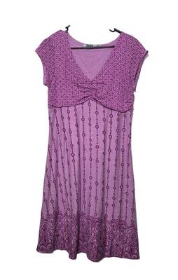 Vestido Athleta Dhara LT Púrpura Atletismo Aire Libre Boho Geométrico Elastizado Babydoll Foto 1 de 4