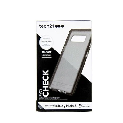 TECH21 EVO CHECK CASE FOR SAMSUNG GALAXY NOTE 8 FLEX SHOCK THIN BLACK T21-5759 - Image 1 of 2