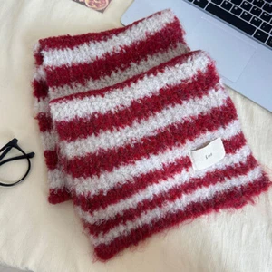 Striped Knitting Scarf Outdoors Windproof Thermal Long Shawls Plush Neck Warmer/ - Picture 1 of 27
