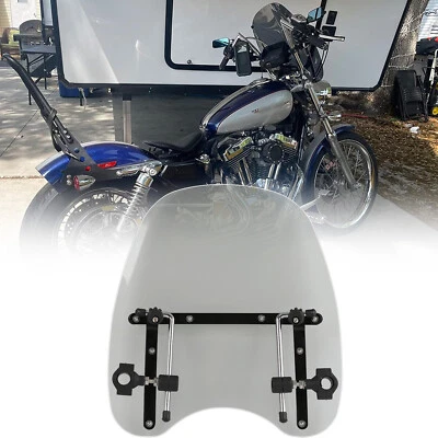 18"x16" Windshield 7/8" 1" Handlebar For Harley Sportster Iron XL 1200 883 1200C - Image 1 of 4