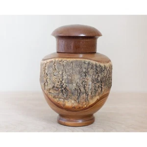 Kiwada Cork Wood Jar with Lid/ Unique Hand Carved Japanese Covered Ginger Jar - Picture 1 of 10