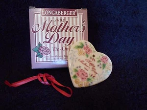 Longaberger Mother's Day Heart Tie-On Pottery big! flowers 1995 *free shipping!* - Picture 1 of 6