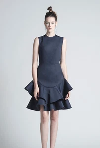 Peggy Hartanto Dress Genie Designer Sleevless Fitted Flared Blue Size S - Picture 1 of 11