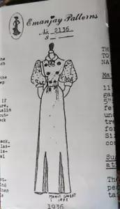 1:12 Vintage Dollhouse Doll Pattern ~ EMANJAY ~ 1936 VESTITO SPEDIZIONE GRATUITA #2136 - Foto 1 di 1