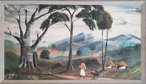 Large Tanzanian Oil Painting - Signed T M Sembu - Picture 1 of 10