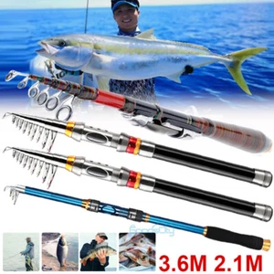 Carbon Fiber Telescopic Fishing Rod Pole Sea Saltwater Freshwater Spinning Pole - Picture 1 of 81
