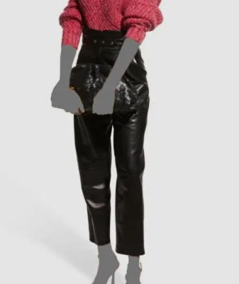 $1245 Iro женщин черный Kin кожи высоты брюки размер 32 - Изображение 1 из 4