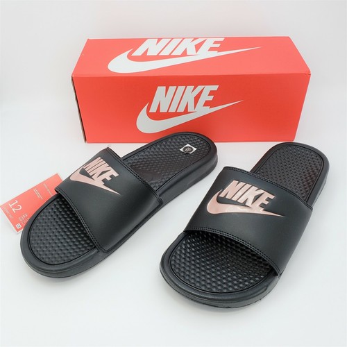 Nike Benassi JDI sandalo donna nero oro rosa slide taglia 12 343881 007