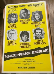Tarjeta de ventana "Absurd Person Singular" 1974 OBC Sandy Dennis, Geraldine Page - Imagen 1 de 1