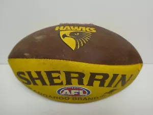 SHERRIN AFL FOOTBALL HAWTHORN HAWKS KANGAROO BRAND LEATHER BALL - Picture 1 of 8