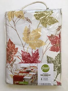NEW Food Network Reversible Table Runner Set - Fall Leaves 4 Piece - Picture 1 of 5