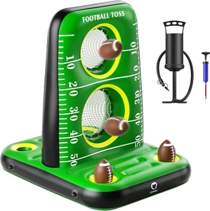 Inflatable Pool Football Toss Game – Dual Nets, 4 Balls & Pumps, Summer Fun - Picture 1 of 12