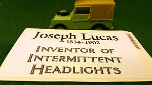 Land Rover Series 1 2 2a 3 Lucas Comedy Humour Intermittent Lights Sticker Decal - Picture 1 of 2