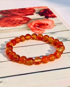 Natural Carnelian In Round Stretch Beads Healing Bracelet Gemstone 8mm Beads - Picture 1 of 7