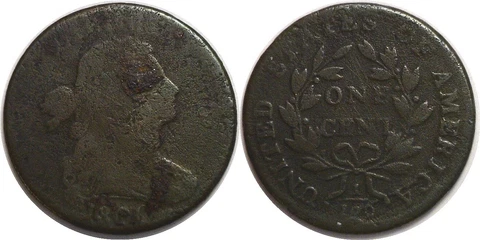 1800 1C Draped Bust Large Cent AG Details Environmental Damaged Cover