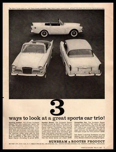 1960 Sunbeam Alpine Roadster Rapier Convertible & Coupe De Sport Rootes Print Ad - Picture 1 of 1