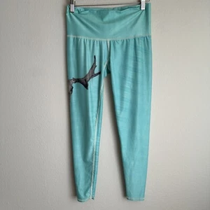 Teeki Deer Medicine Capri Leggings Womens Medium Teal Yoga Exercise Workout - Picture 1 of 6