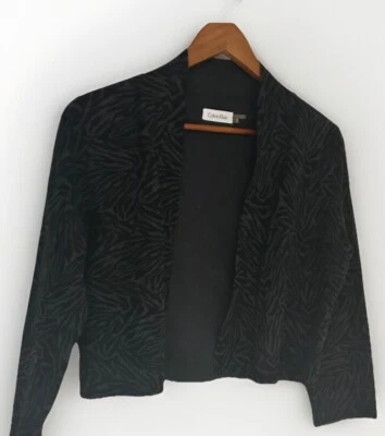 Precioso Cárdigan Recortado Calvin Klein Talla Pequeña M Negro/Gris Estampado Animal (#31) Foto 1 de 3