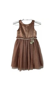 H&M Girls Bronze Starry Night Glitter Tulle Skirt Dress Size 7 NEW #68 - Picture 1 of 3