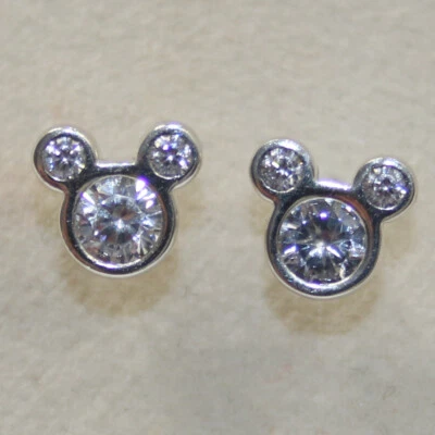 New Authentic Pandora Earrings Disney Mickey CZ Stud 290577CZ W Tag & Suede Pouc - Image 1 of 4