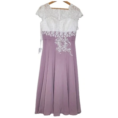 NUEVO A-line talla 10 Vestido de Madre de la Novia de Encaje de Gasa Largo Té blanco anochecer Foto 1 de 4