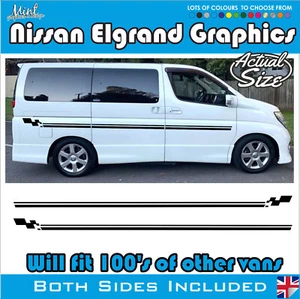 NISSAN ELGRAND MPV Camper Side Stripes Decals Stickers Van Graphics FREE P&P 027 - Picture 1 of 4