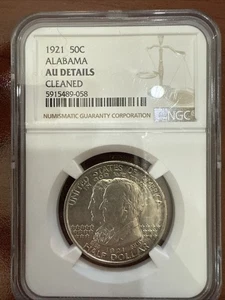 1921 Alabama 2x2 Commemorative Half Dollar 50c NGC. AU Details Cleaned - Picture 1 of 2