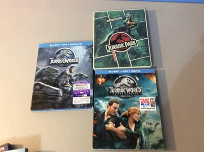 Lot of 3 Jurassic Park Tin Case & World /Fallen Kingdom Pratt Blu-Ray DVD Slip - Image 1 of 2