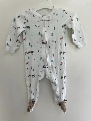 Carter's Bebé Niño Niña Lindo Reno Footsie Navidad Cremallera Dormir y Jugar Blanco 9M Foto 1 de 4
